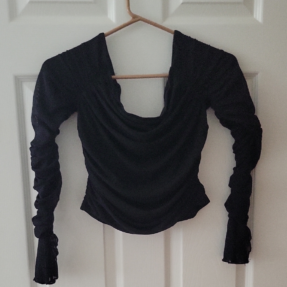 Elegant Black Ruched Women's Top